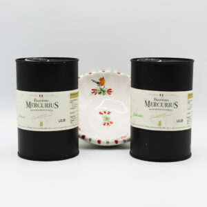 Frantoio Mercurius Box Olio 2 bottiglie 0,5 e piatto in ceramica